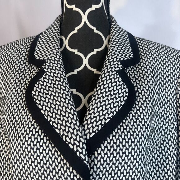 Kasper Separates Black White Abstract Geometric Single Breasted Blazer Size 14 - Picture 6 of 9